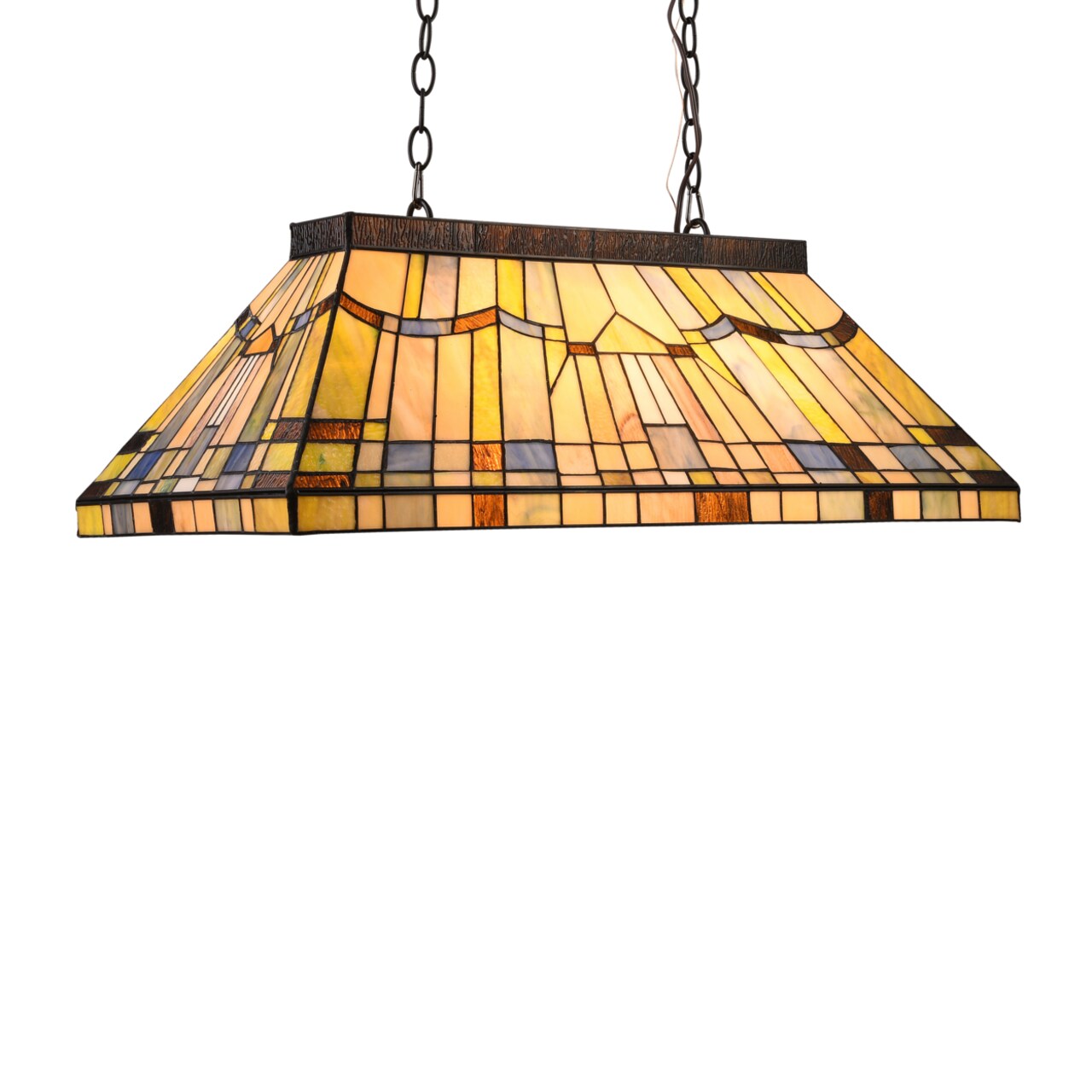 CHLOE Lighting Lighting KINSEY Tiffany-style Blackish Bronze 3 light Mission Island Fixture 28" Wide